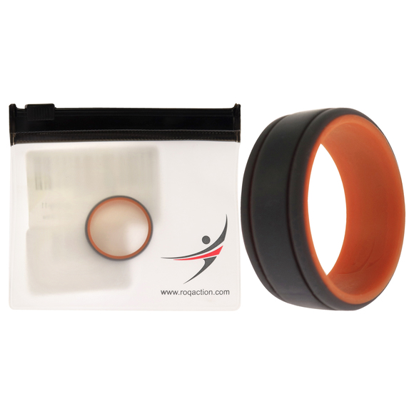 Silicone Wedding 2Layer Lines Ring - Orang-Grey by ROQ for Men - 11 mm Ring - Picture 1 of 2